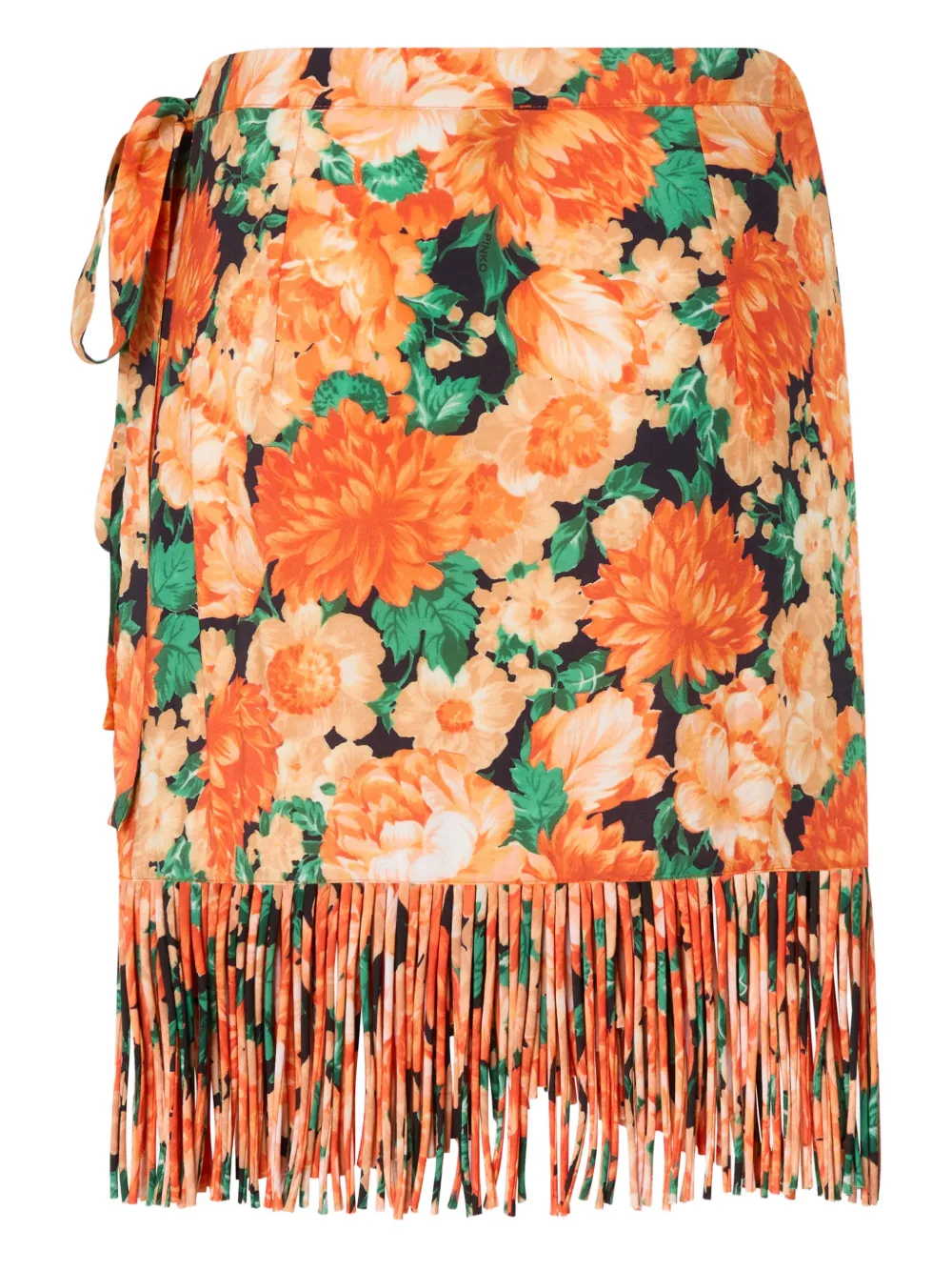 PINKO Mini-rok met franje en botanische tuin-print Oranje