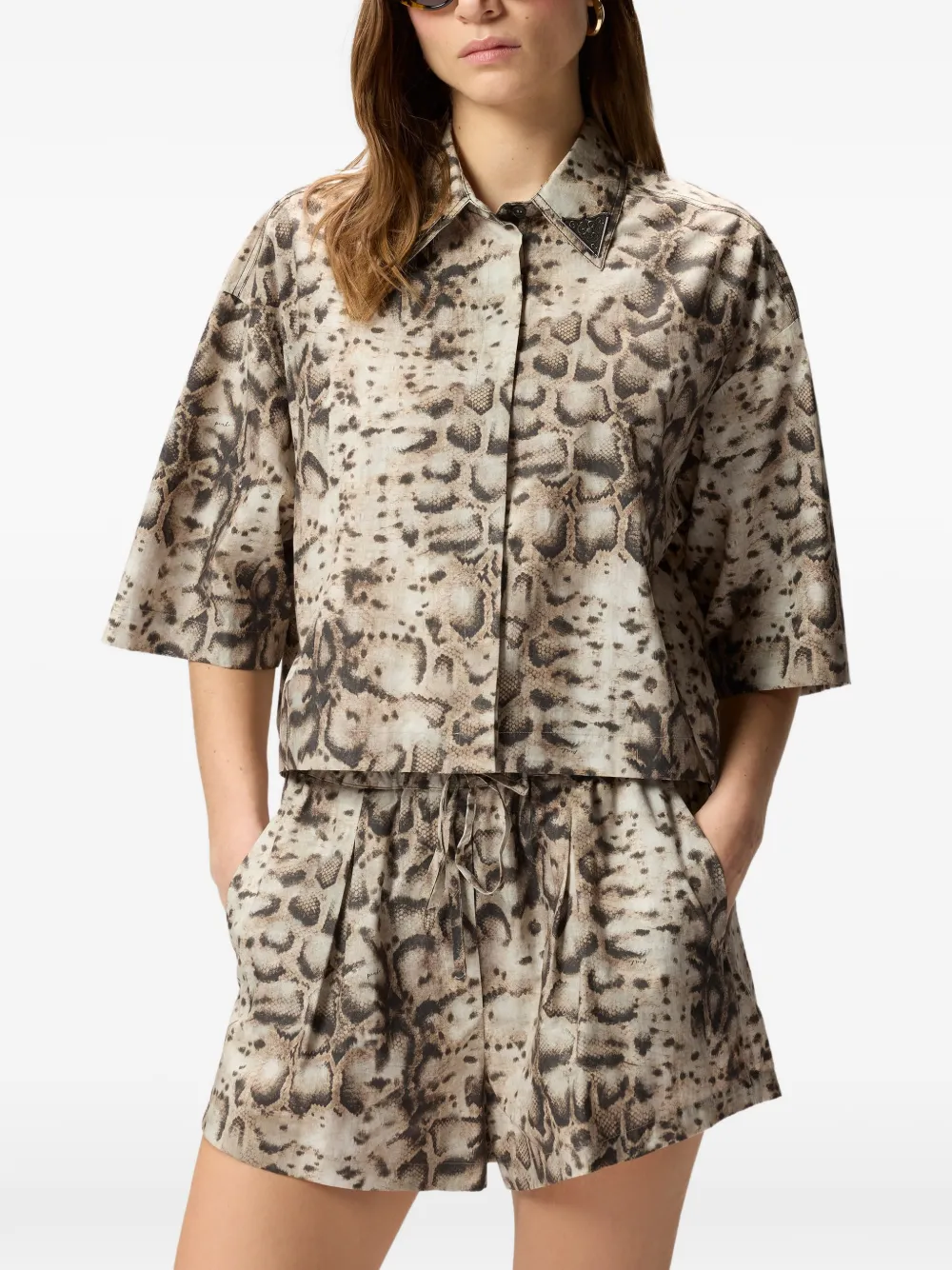 PINKO Verfraaid katoenen blouse Beige