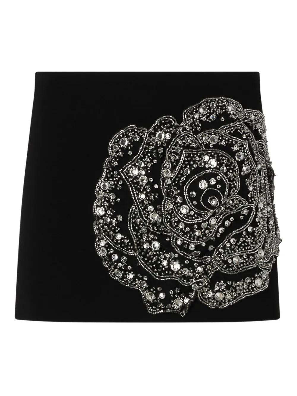 Pinko Rose-embellished Mini Skirt In Black