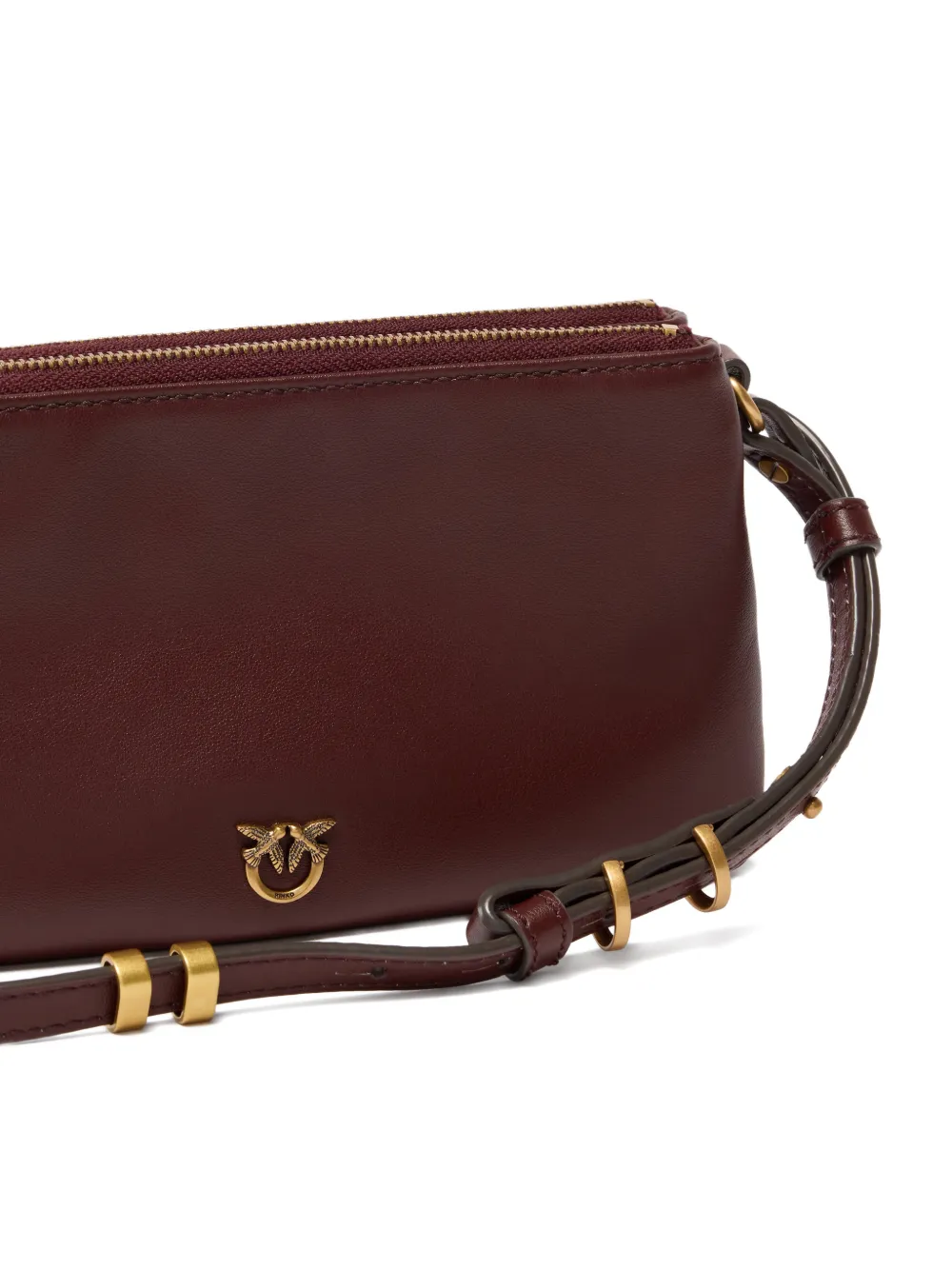  Pinko Logo-plaque Zip Clutch Bag - Brown 