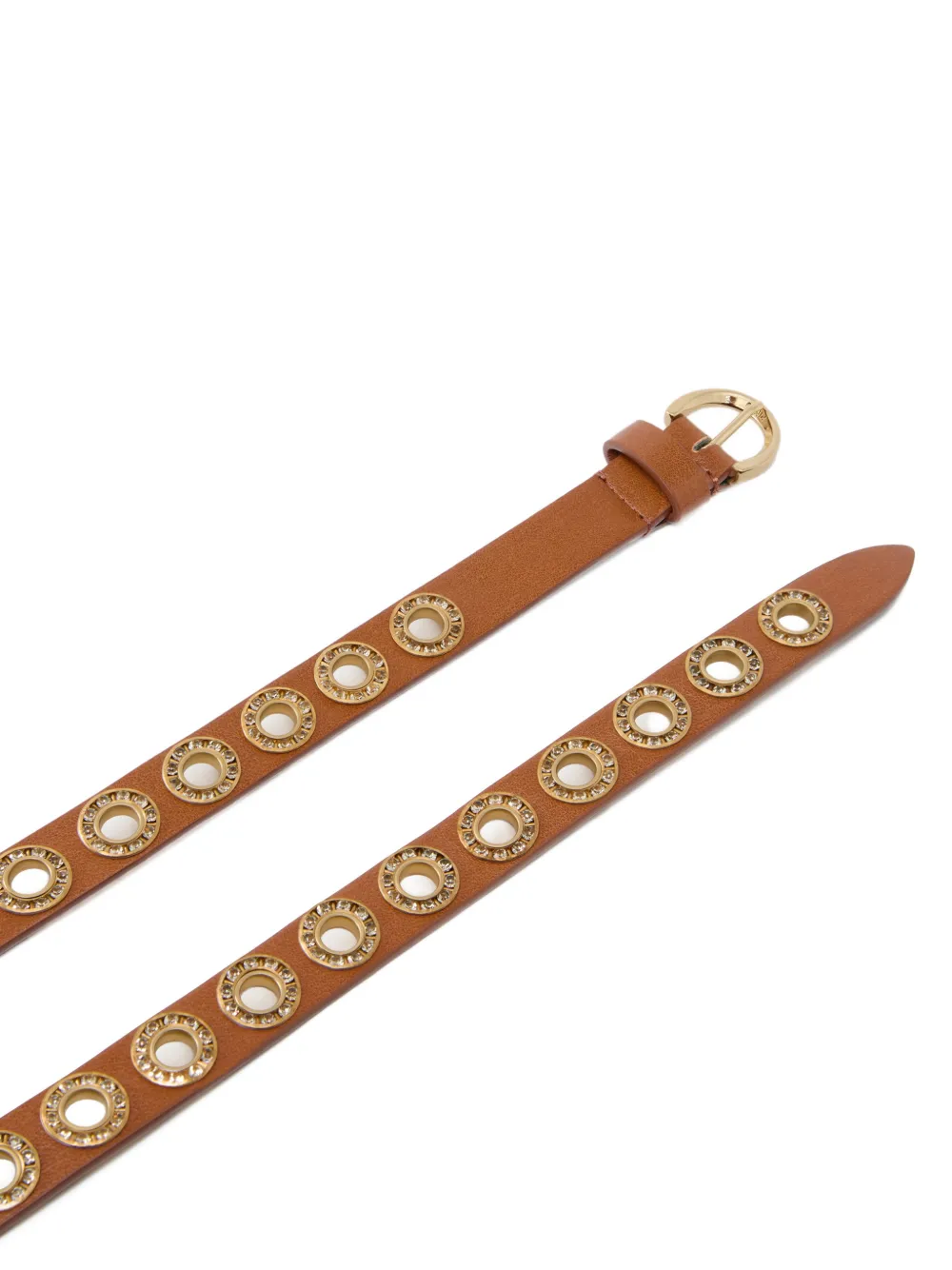 PINKO Leren riem met ringlets 2 cm Bruin