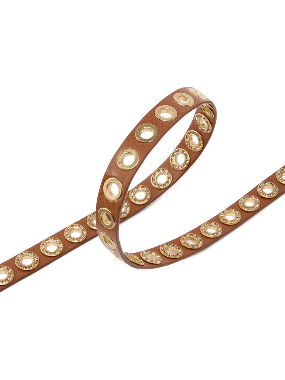 PINKO Leren riem met ringlets 2 cm Bruin