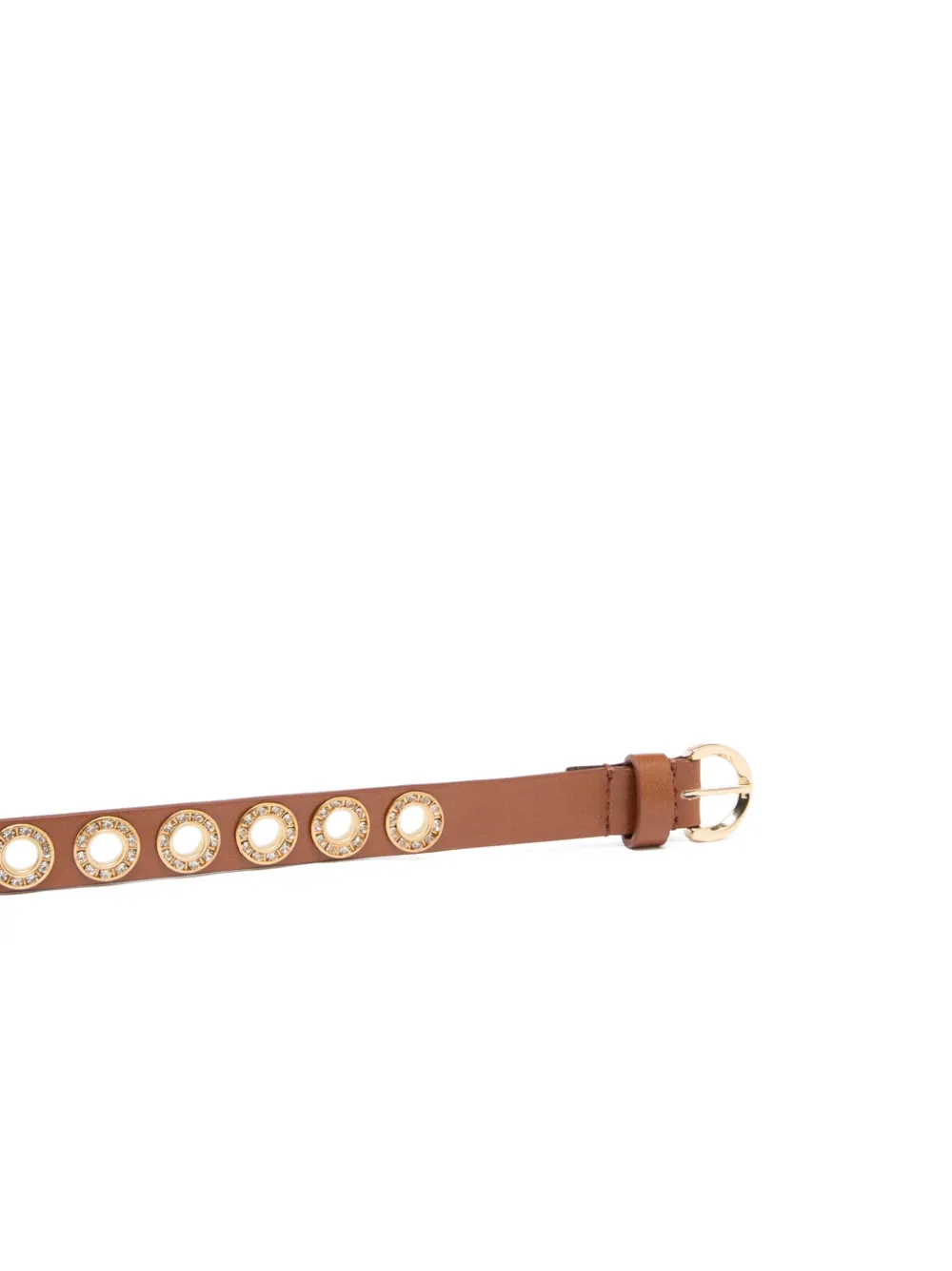 PINKO Leren riem met ringlets 2 cm Bruin