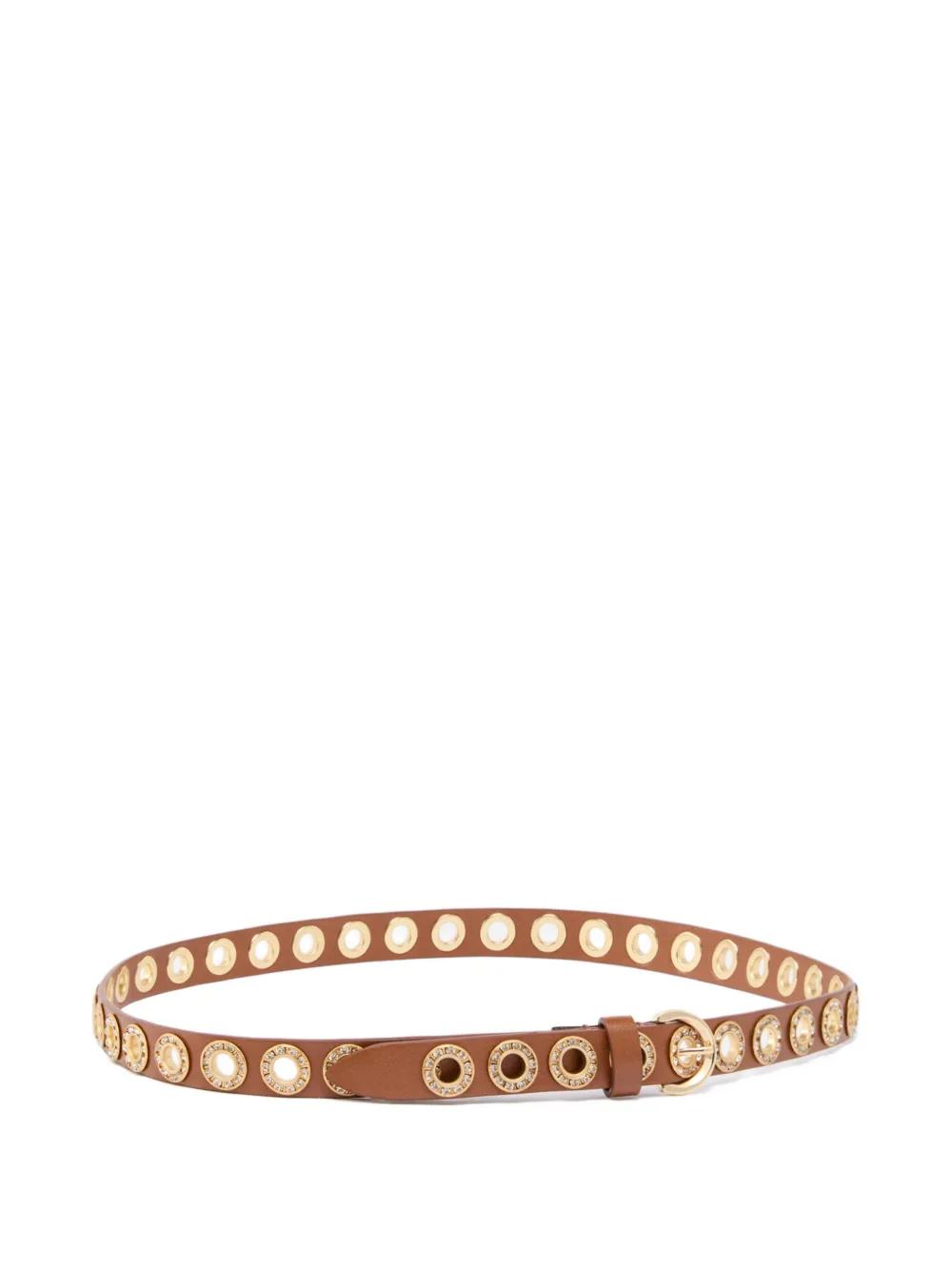 PINKO Leren riem met ringlets 2 cm Bruin