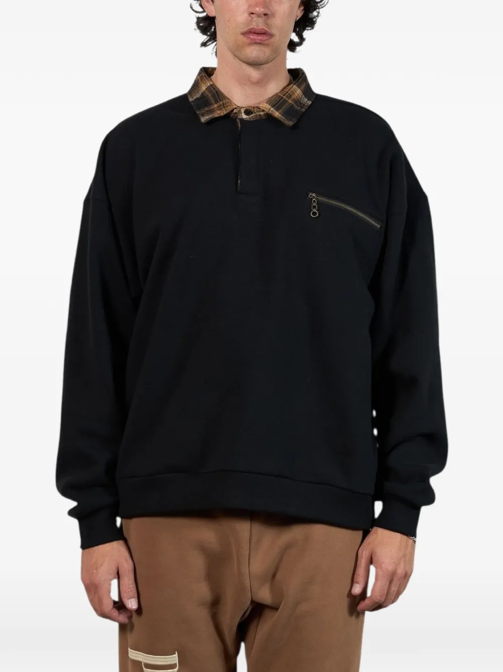 Pleasures zip-detail pocket polo shirt - Zwart