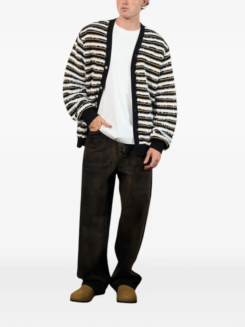 Pleasures striped-pattern ribbed cardigan | Cardigans | Image 2