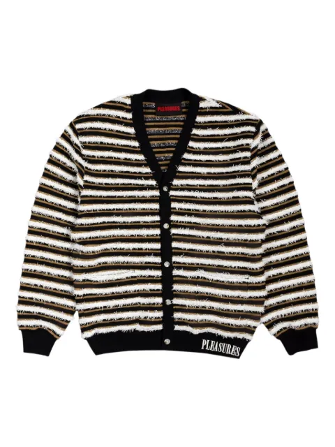 Pleasures striped-pattern ribbed cardigan