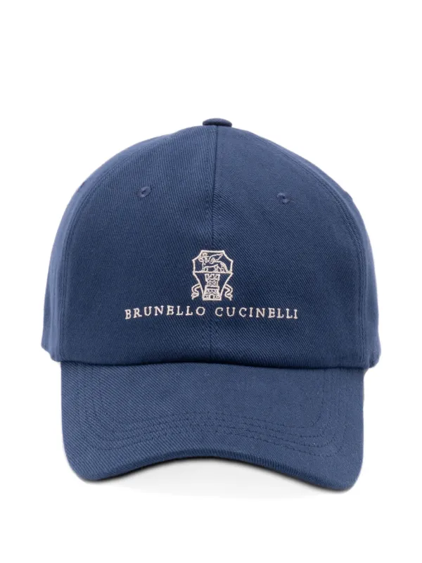 BRUNELLO CUCINELLI 刺繍キャップ ネイビー/ベージュ Brunello Cucinelli ロゴ キャップ | ブルー | FARFETCH JP