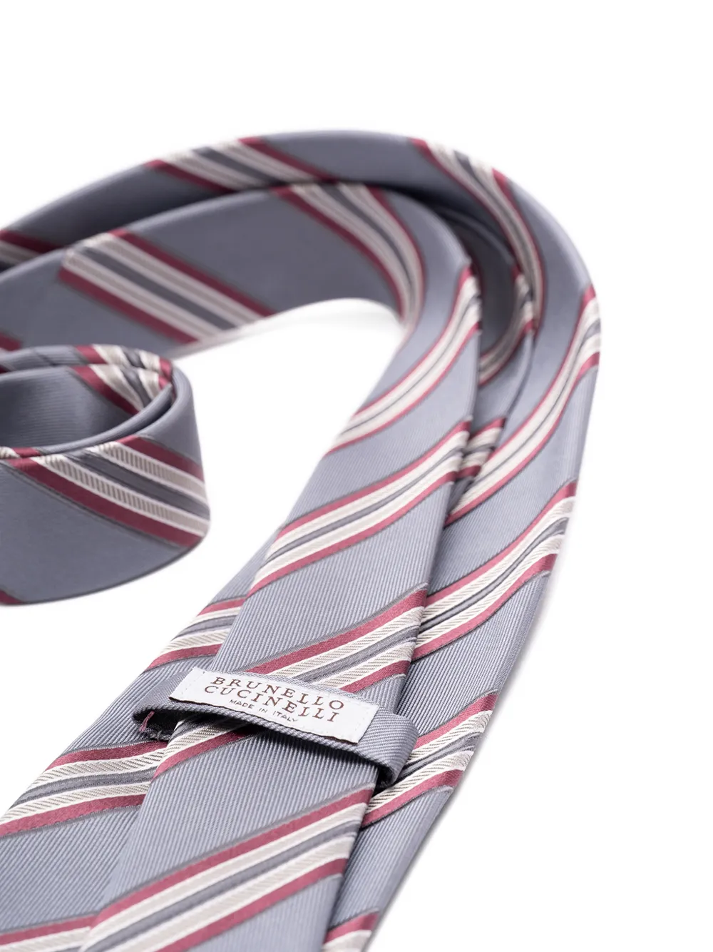 Brunello Cucinelli striped silk tie - Grijs
