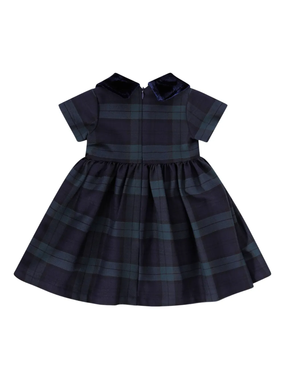 Baroni Firenze Kids Geruite jurk met strikdetail - Blauw