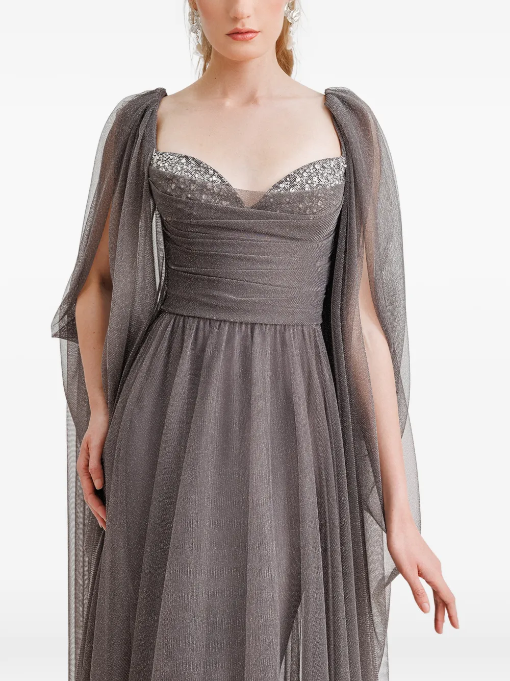 Gemy Maalouf Avondjurk met sweetheart hals - Grijs