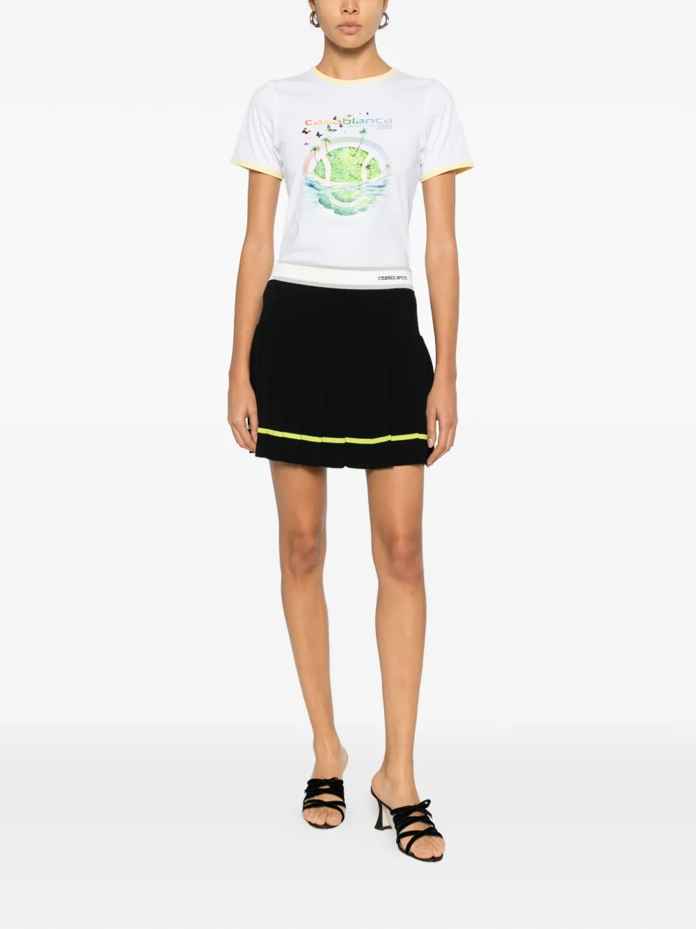 Casablanca Longline Ringer T-shirt met print Wit