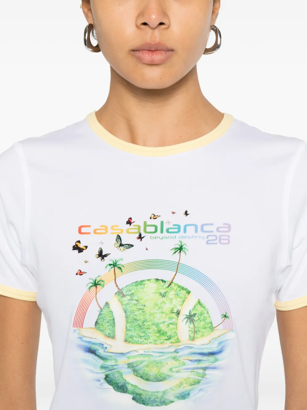 Casablanca Longline Ringer T-shirt met print Wit