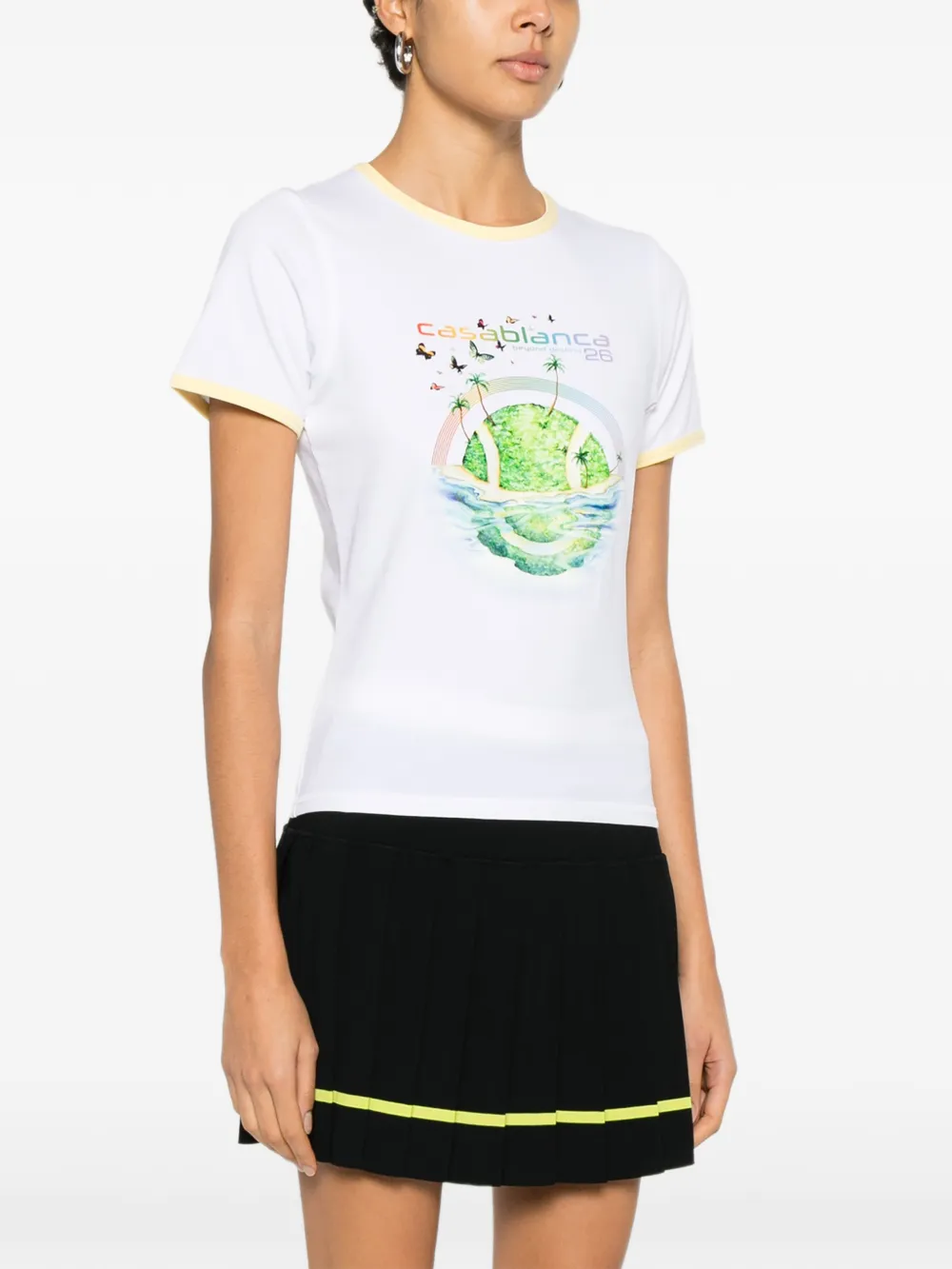 Casablanca Longline Ringer T-shirt met print Wit
