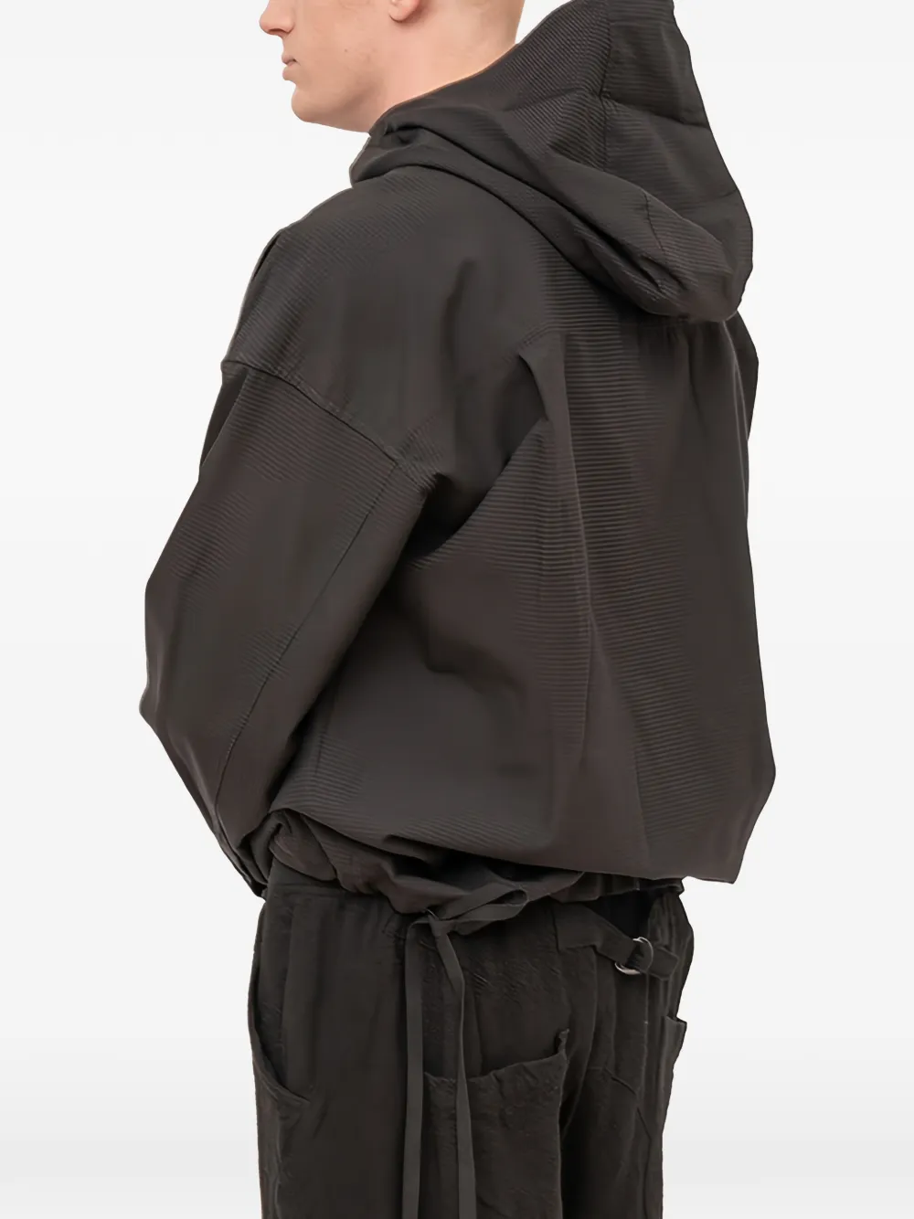 The Viridi-anne Hooded Button-up Overshirt In Brown