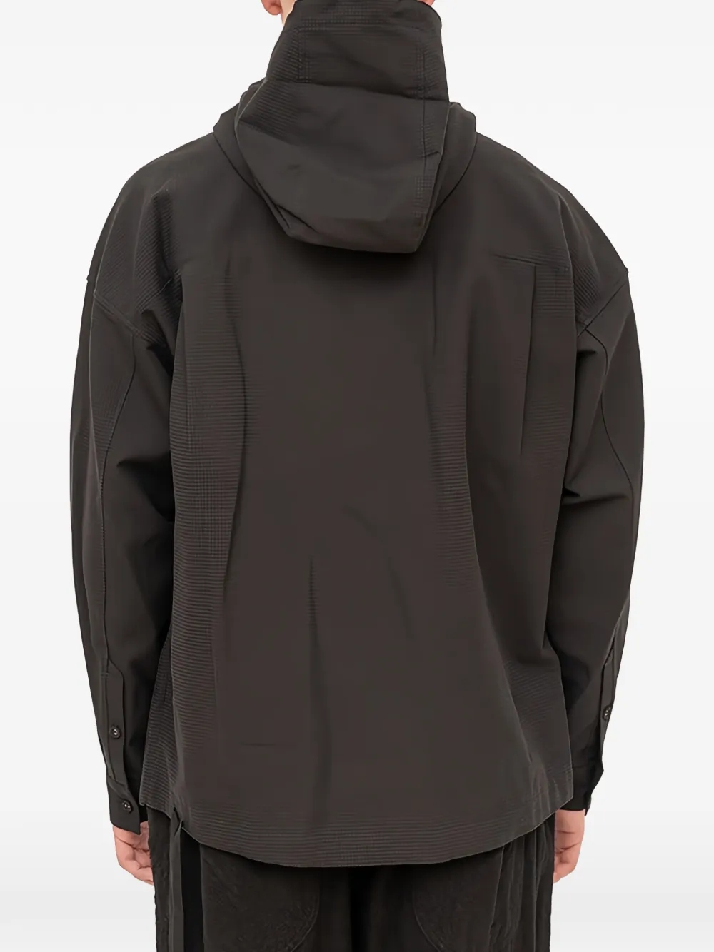 The Viridi-anne Hooded Button-up Overshirt In Brown