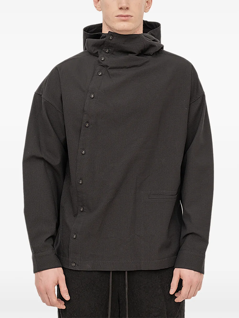 The Viridi-Anne hooded button-up overshirt | Black | Image 1