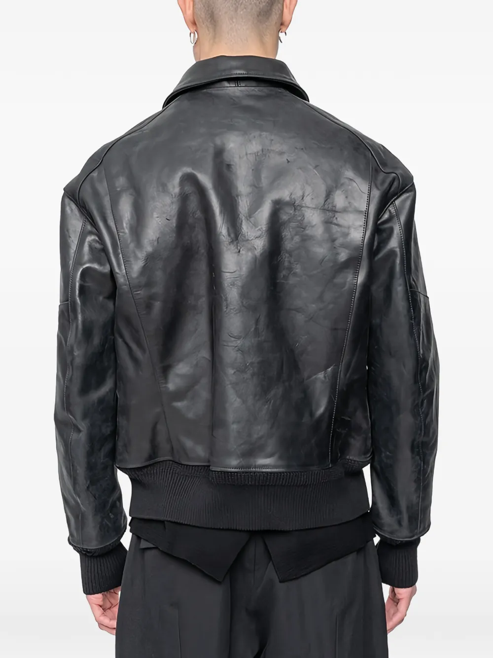 The Viridi-anne Zip-up Leather Jacket In Black