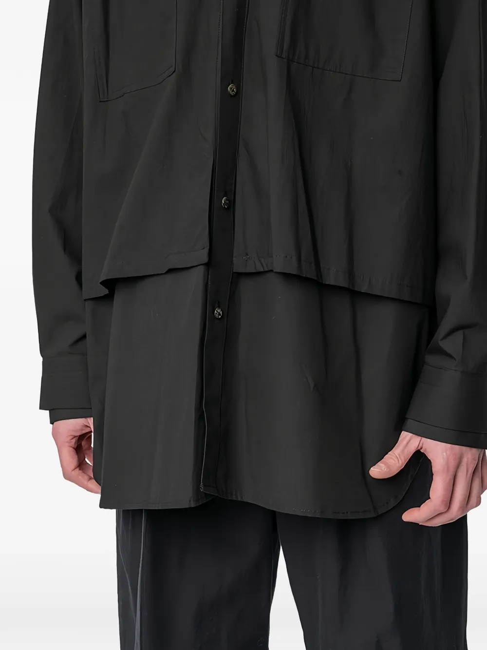 The Viridi-anne Button-up Chest-pocket Shirt In Black