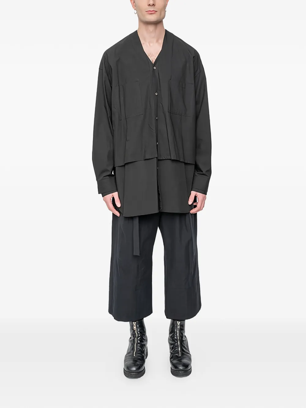 The Viridi-Anne Button-up shirtjack met borstzak - Zwart