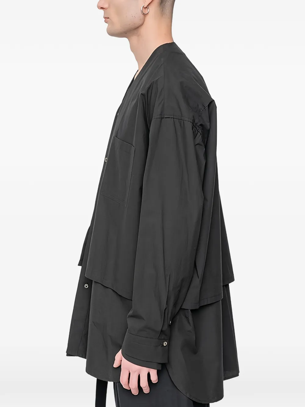 The Viridi-anne Button-up Chest-pocket Shirt In Black