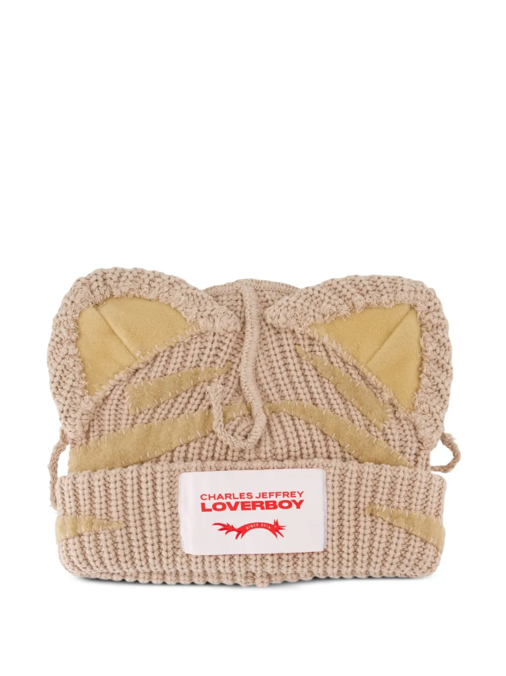 Charles Jeffrey Loverboy ears-detail logo-label beanie hat | Neutrals | Image 1