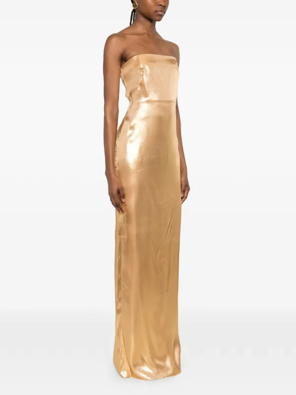 galvan gold dress Galvan London | Vento Dress | Gold