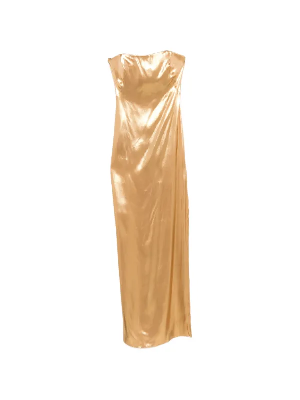 galvan gold dress GALVAN Satin metallic gown