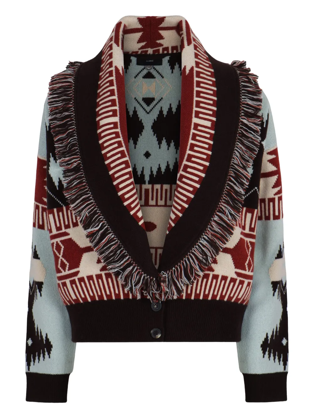 Alanui Icon Jacquard Fringed Cardigan In Multi