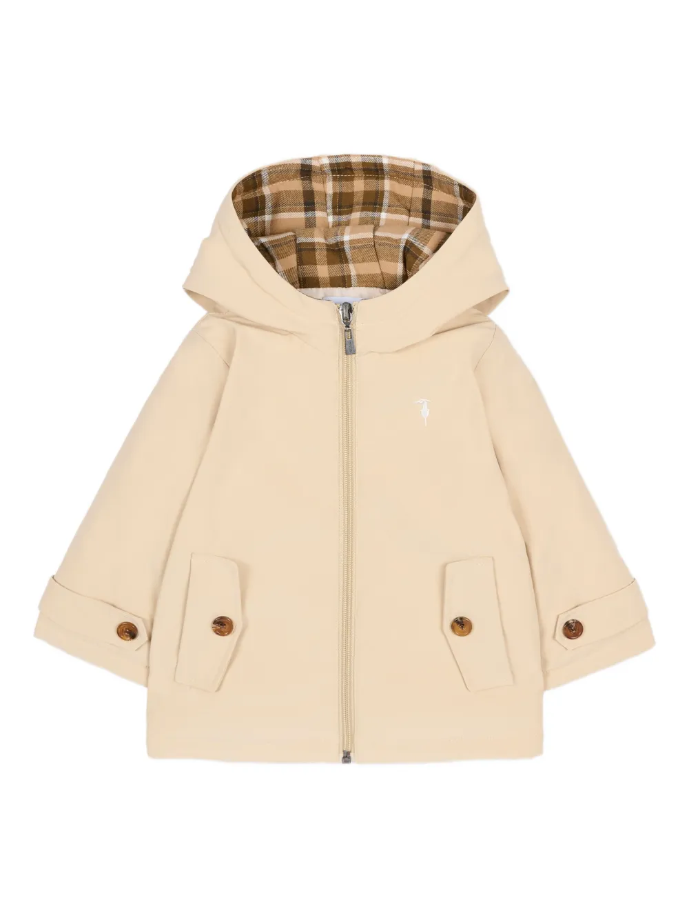 TRUSSARDI JUNIOR logo-embroidered hooded jacket - Nude