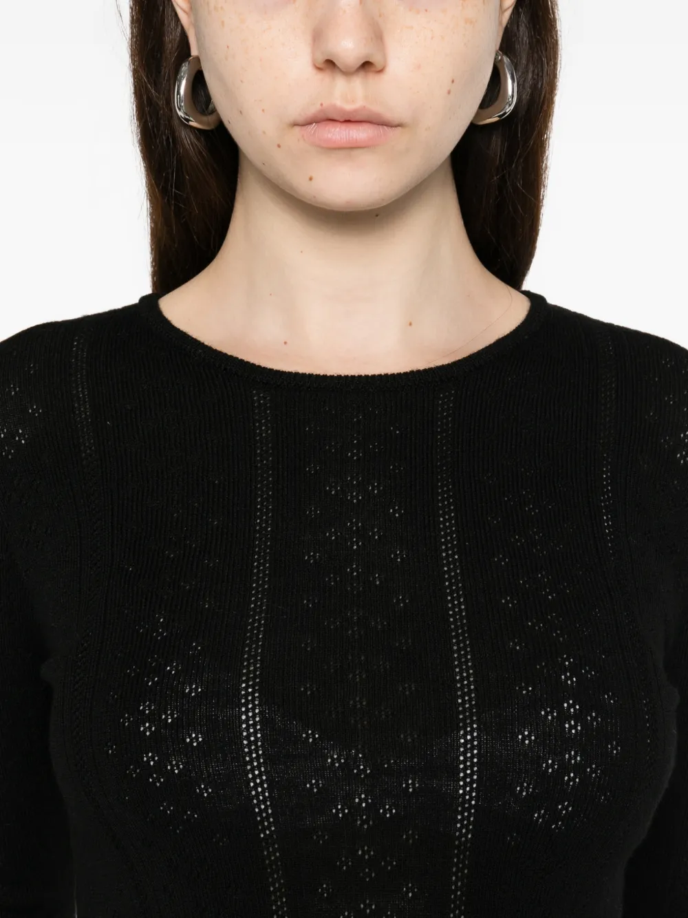 Crew-Neck Knitted Long-Sleeved T-Shirt