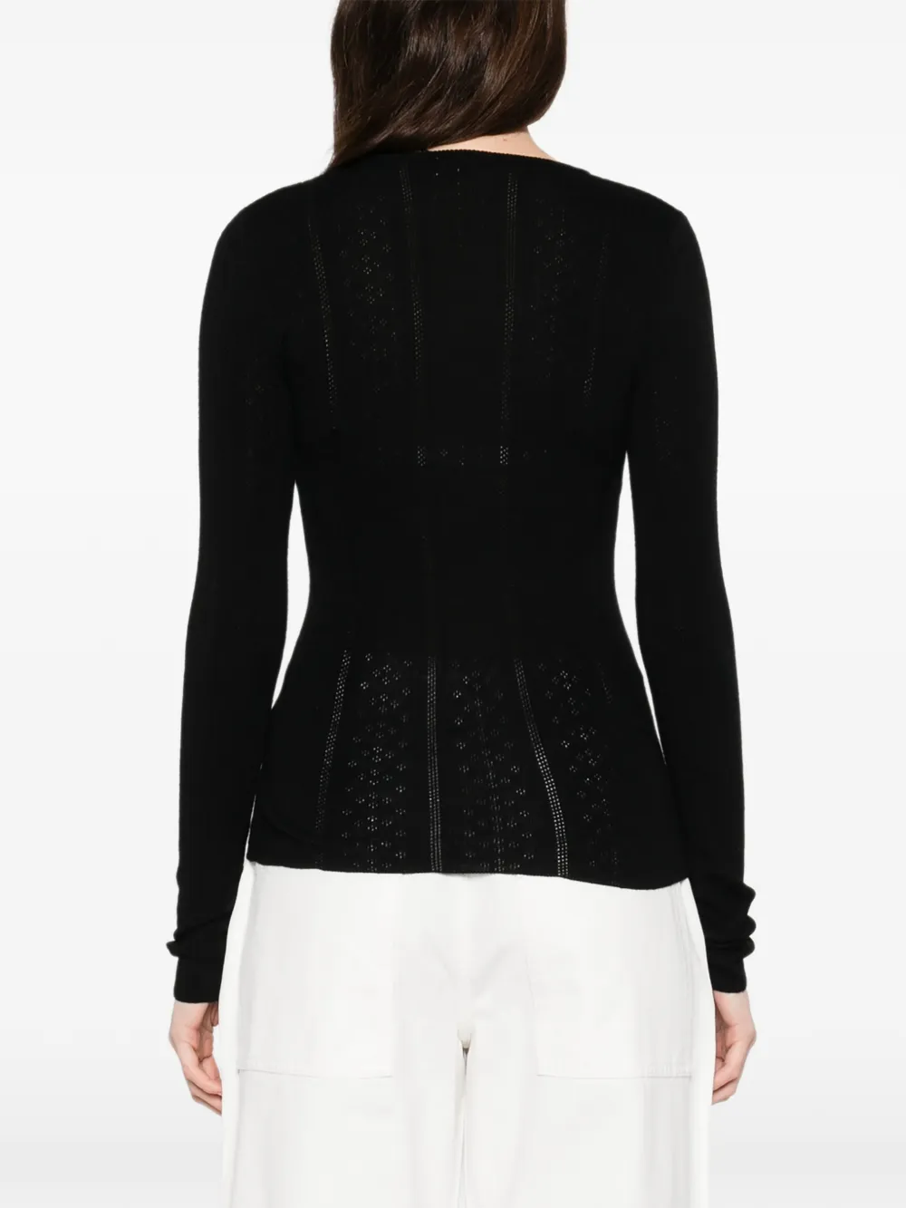 Crew-Neck Knitted Long-Sleeved T-Shirt