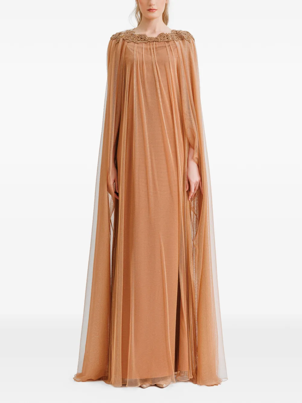 Gemy Maalouf Gedrapeerde avondjurk Oranje
