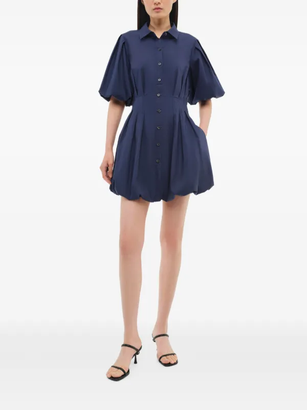 simkhai blue mini dress SIMKHAI Women's Vanna Scalloped Knit Minidress - Blueberry