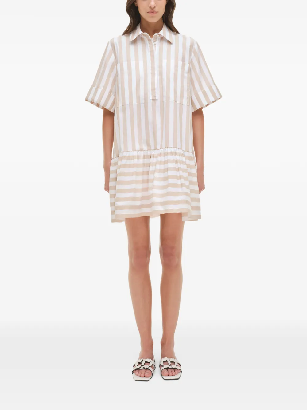 Simkhai Cris Striped-pattern Mini Dress In Neutral
