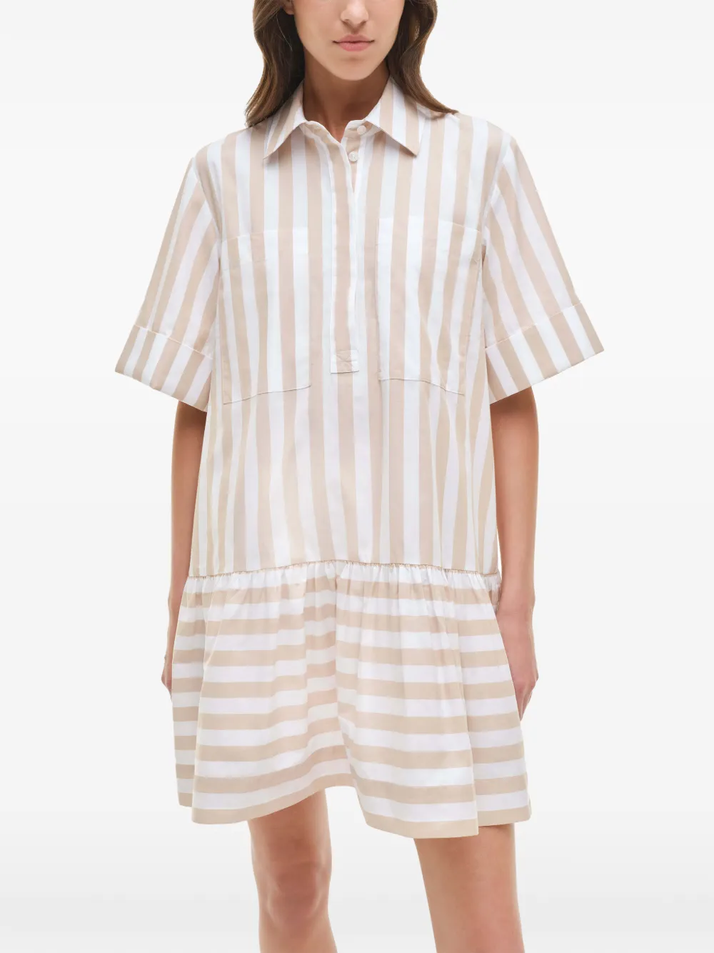 Simkhai Cris Striped-pattern Mini Dress In Neutral