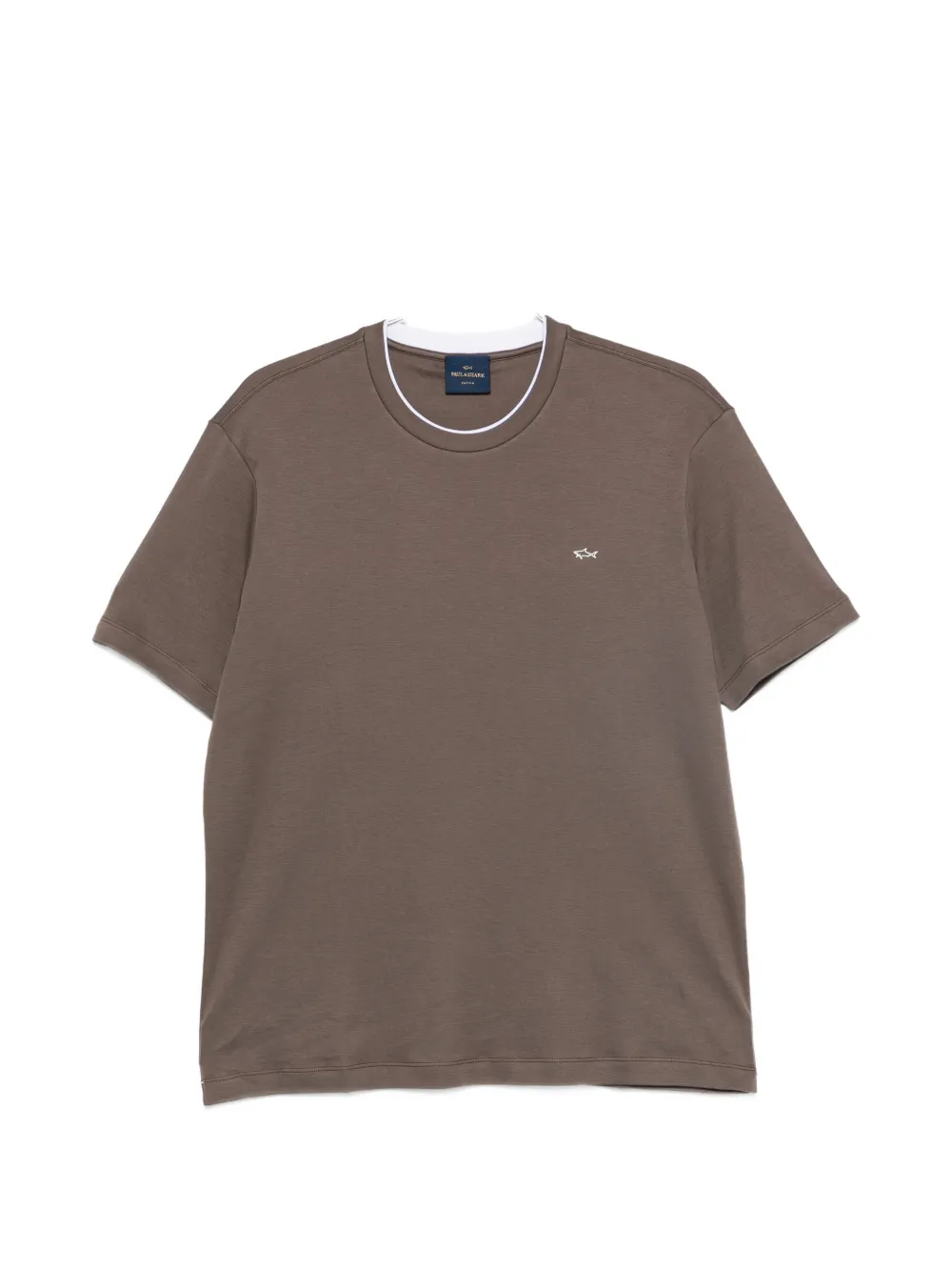 Paul & Shark logo-embroidered contrast-trim T-shirt - Braun