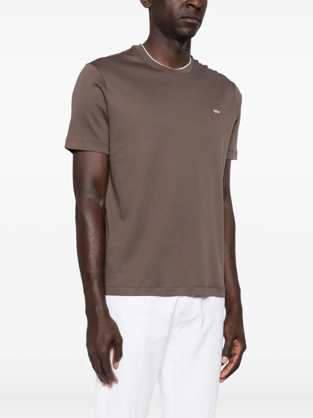 Paul & Shark T-shirt met contrasterende afwerking Bruin