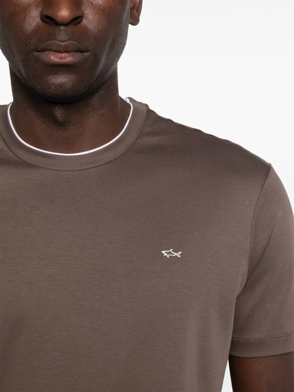 Paul & Shark T-shirt met contrasterende afwerking Bruin