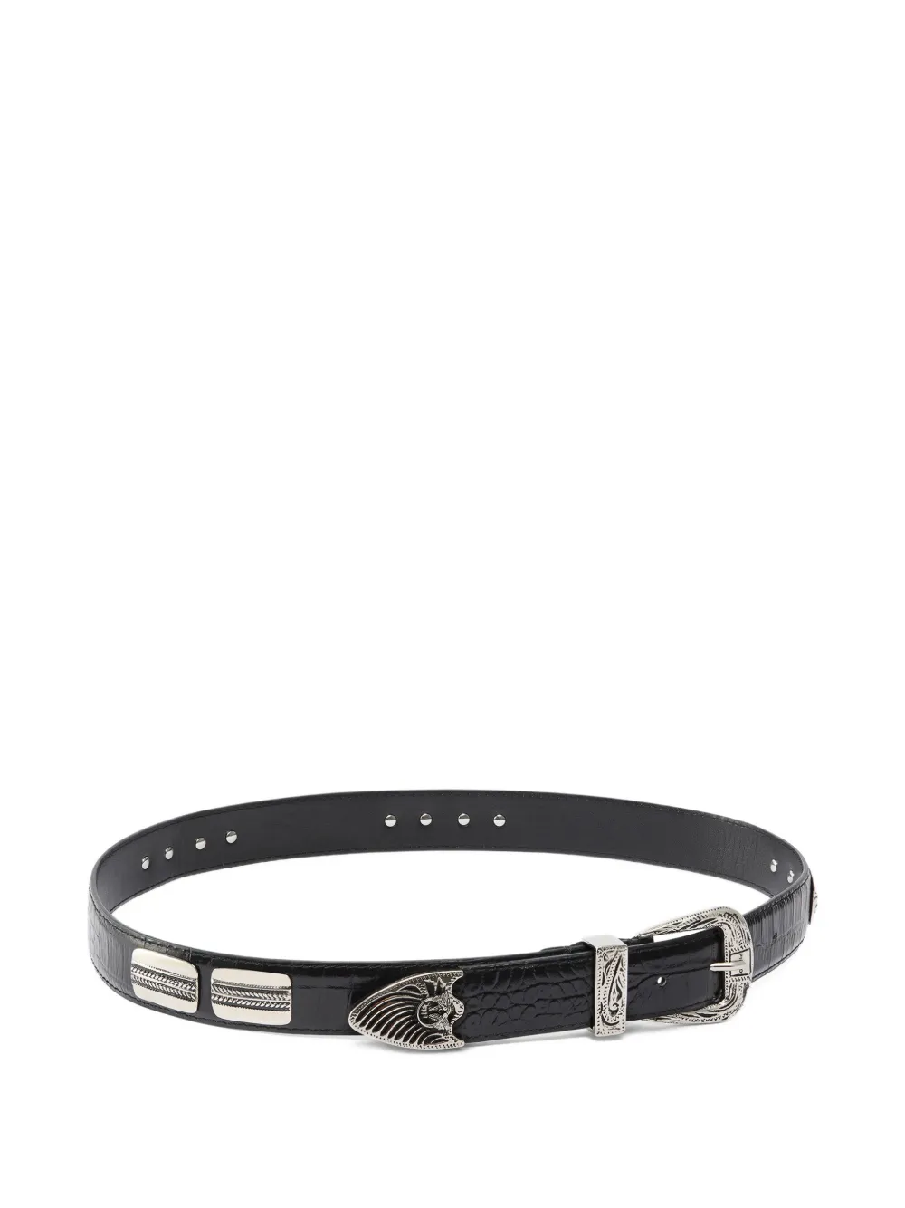  Pinko Crocodile-effect Leather Belt - Black 