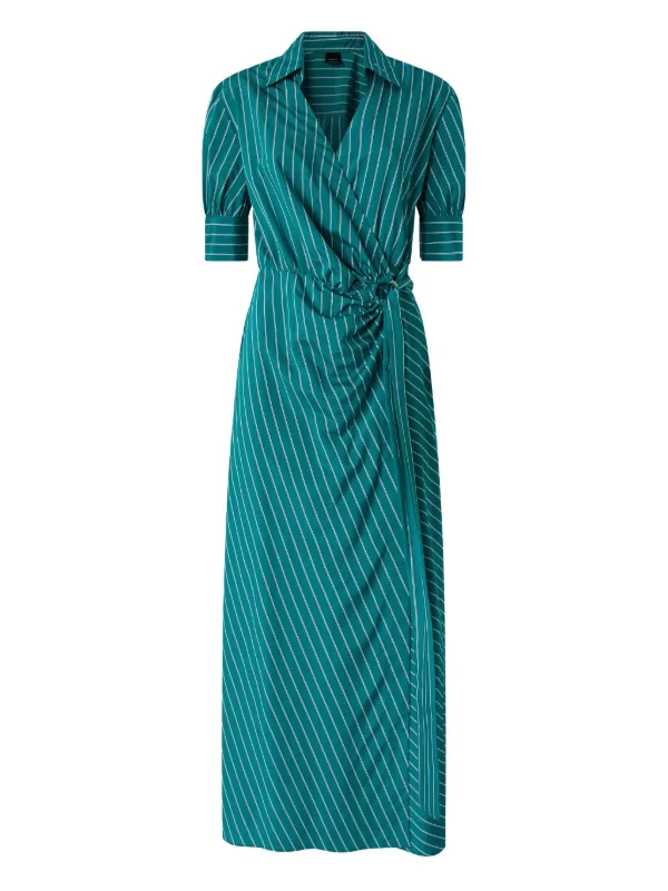 PINKO striped-pattern Wrap Dress | Green | FARFETCH