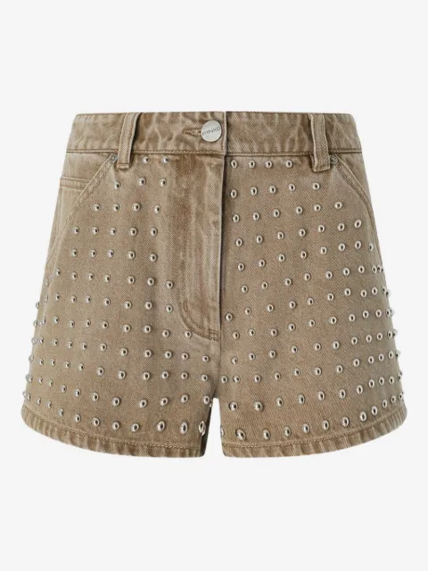 PINKO brown denim shorts with studs