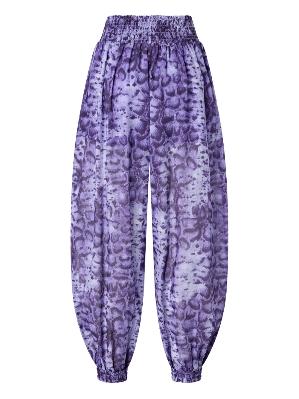 PINKO Broek met wijde pijpen en slangen-print Paars