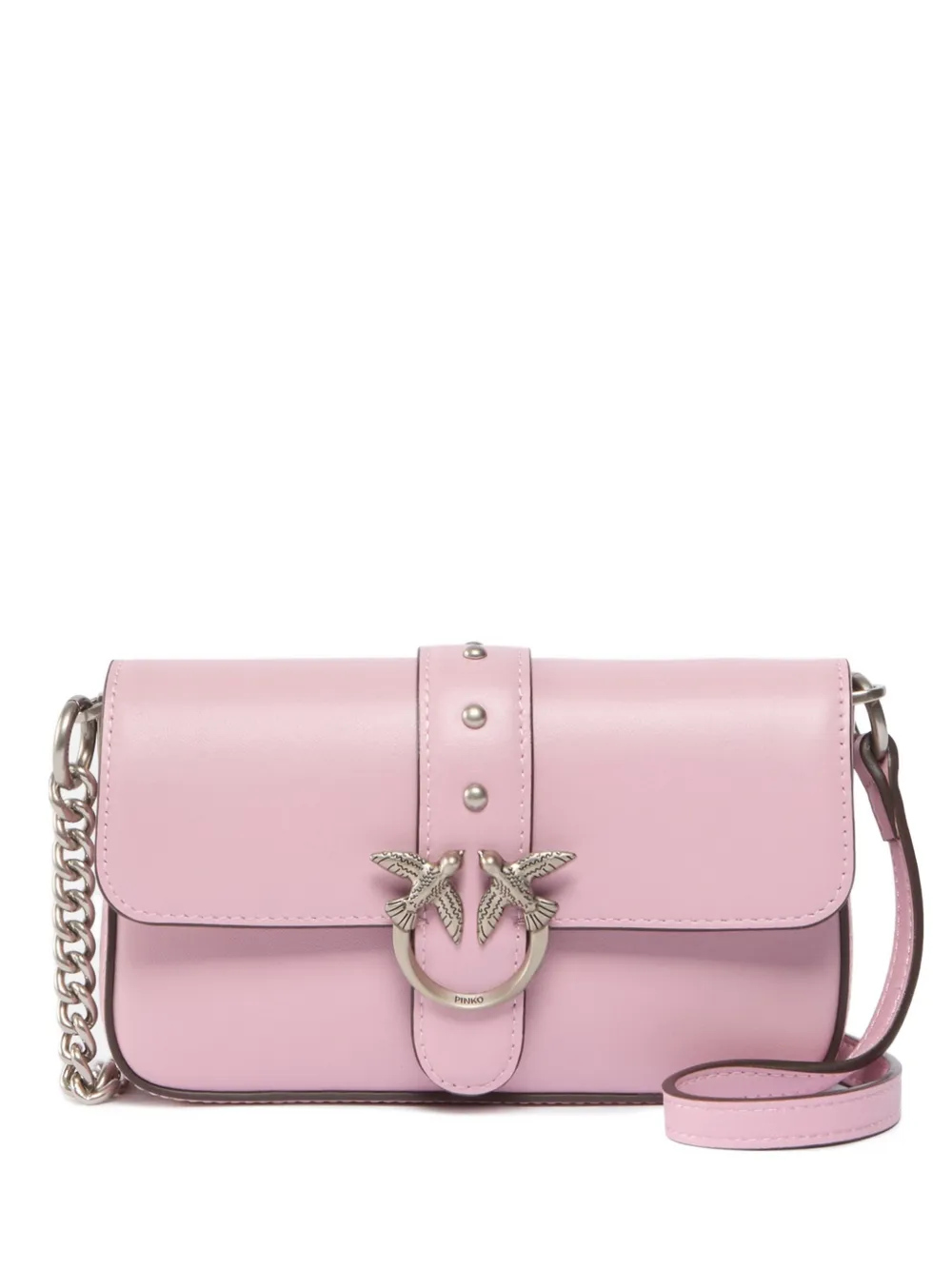 PINKO Love One Micro leather cross body bag - Rosa