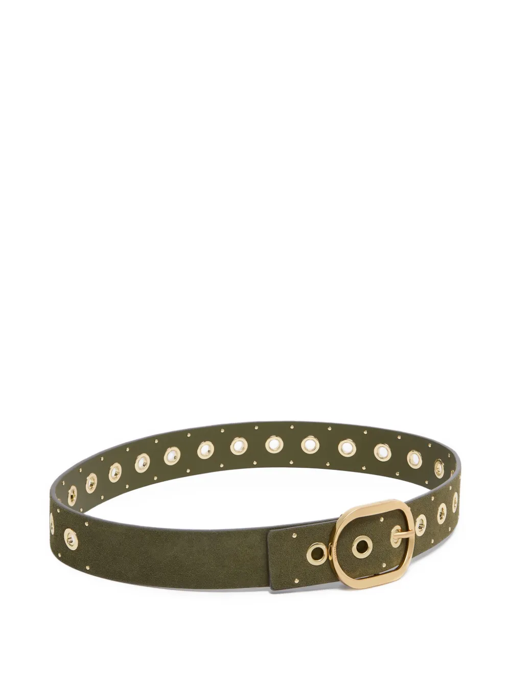 PINKO Leren riem met ringlets 4 cm Groen