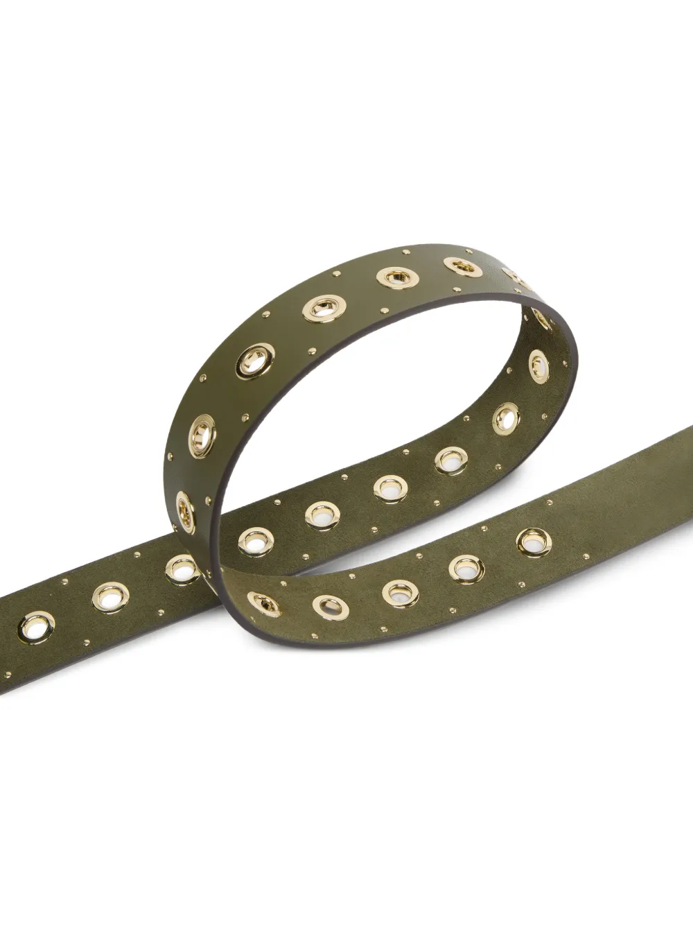PINKO Leren riem met ringlets 4 cm Groen