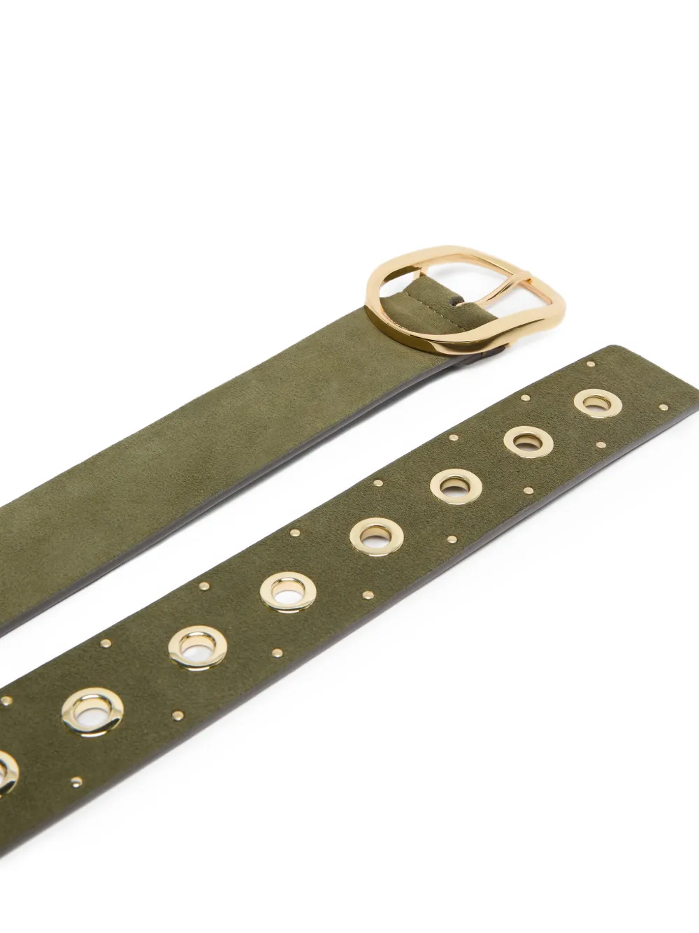 PINKO Leren riem met ringlets 4 cm Groen