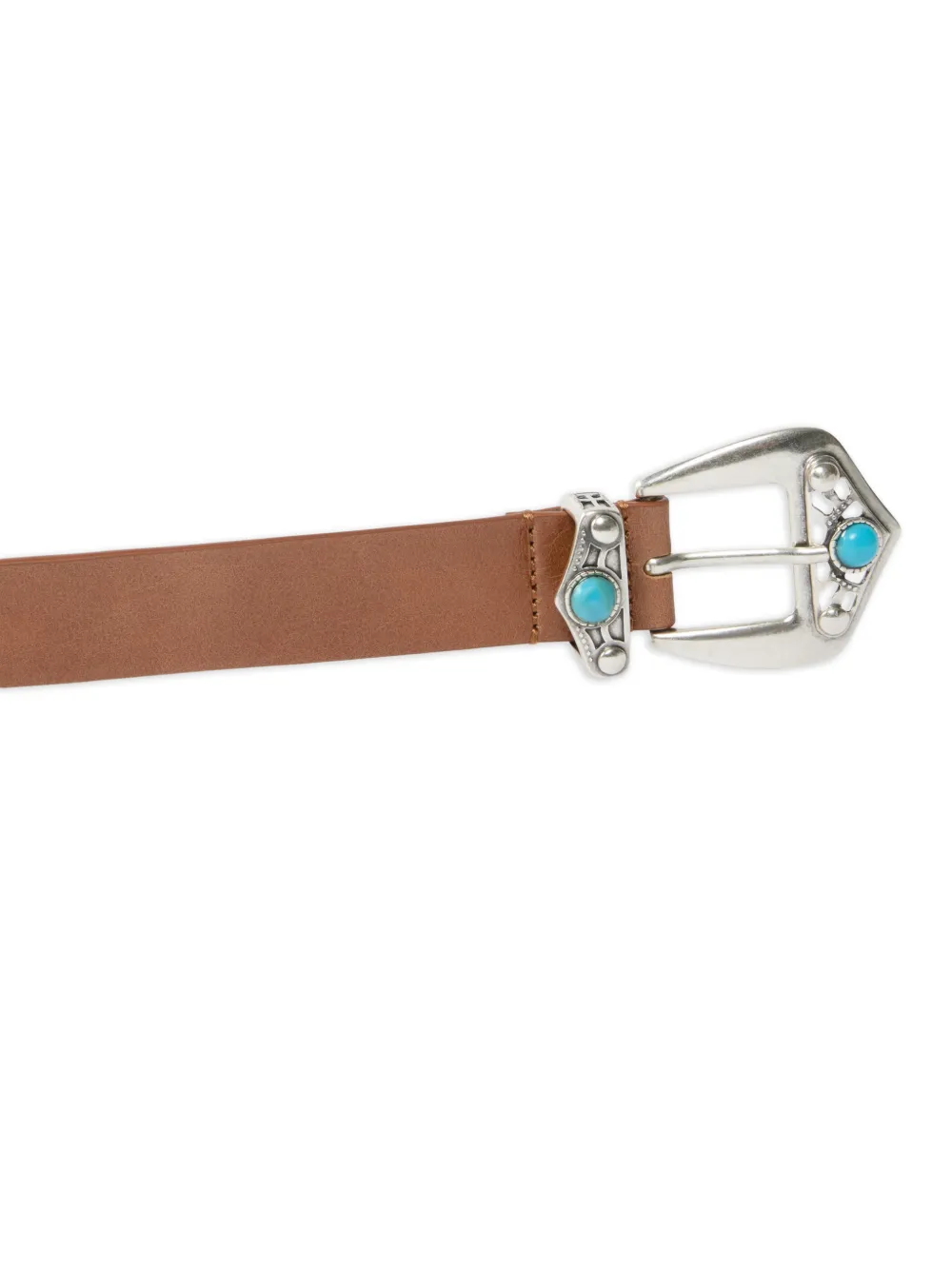 PINKO Leren riem met turquoise stenen (3 cm) Bruin