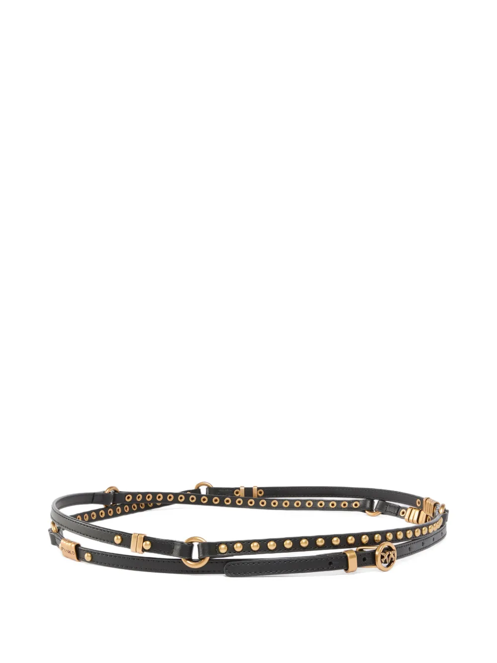 PINKO eyelet stud leather belt - Zwart
