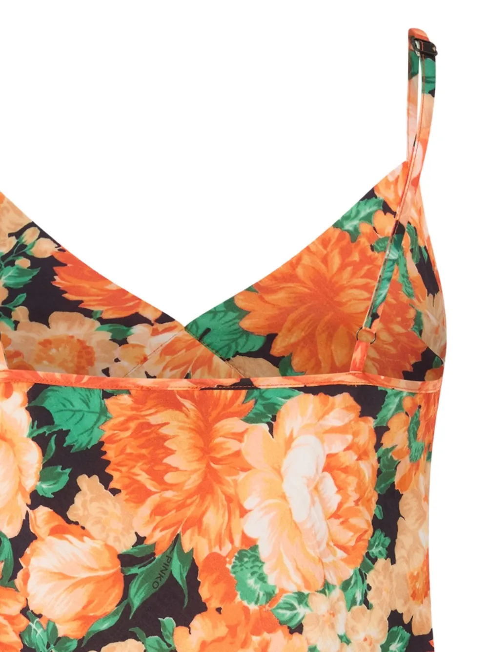 PINKO Mouwloze top met franje en bloemenprint Oranje